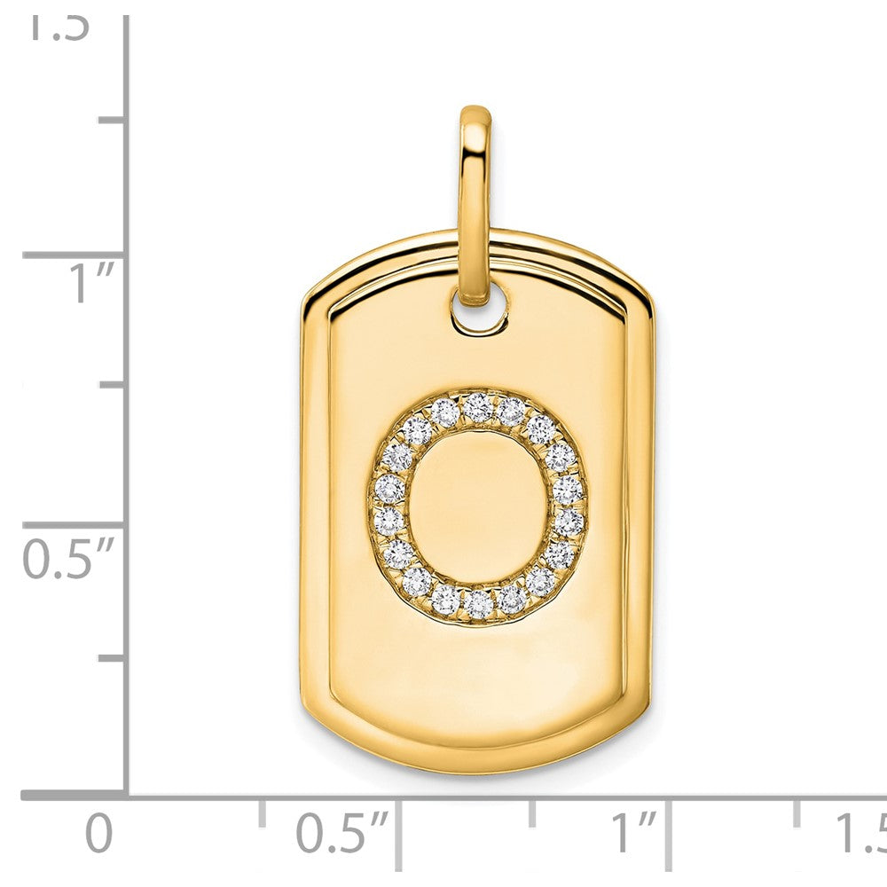 14K Gelbgold Diamant Initiale O Erkennungsmarke Charm