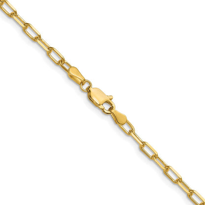 14K Gelbgold 3.0mm Massiv Abgeschrägt Büroklammer Halskette