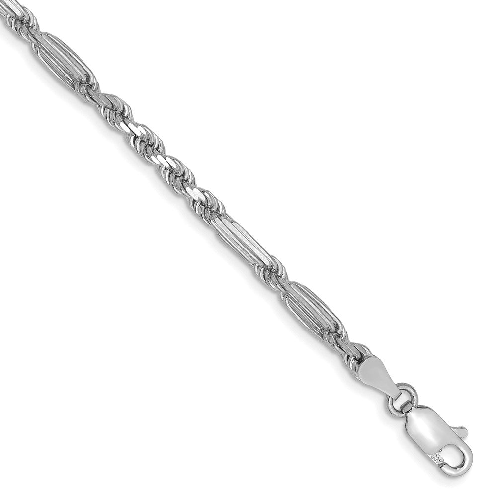 14K Weißgold 3.0mm Diamantiert Milano Kordel Gliederarmband