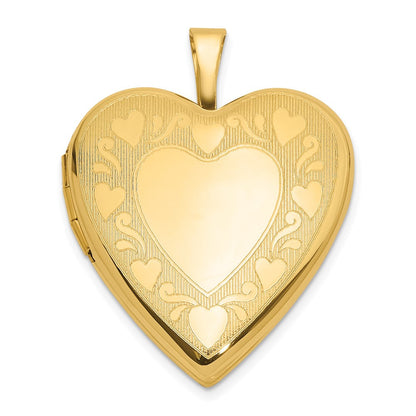 14K Gelbgold Strukturiert und Poliert Herz Rand 20mm Herz Medaillon