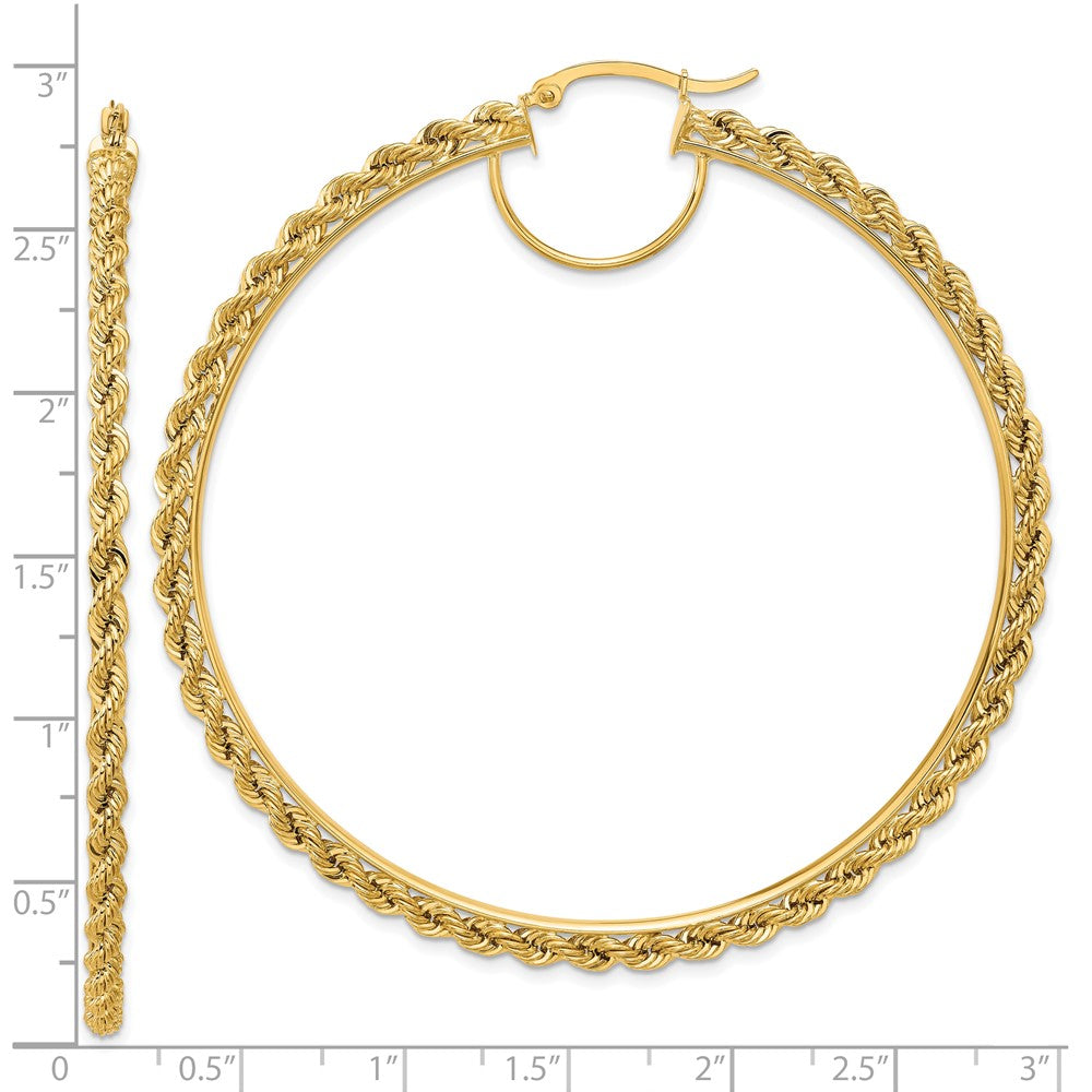 14K Gelbgold Creolen, poliert und diamantiert, Kordeloptik, 2,95 mm