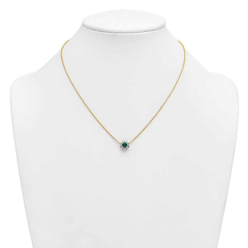 14K Gelbgold Vs/si G+ Im Labor Gezüchtet Diamant und Aaa Qualität Echt Smaragd