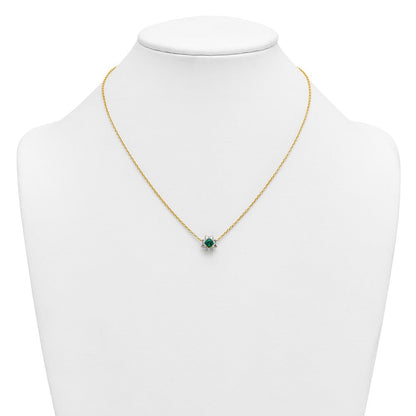 14K Gelbgold Vs/si G+ Im Labor Gezüchtet Diamant und Aaa Qualität Echt Smaragd