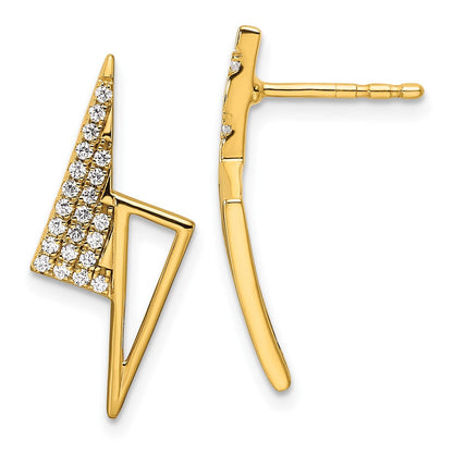 14K Gelbgold Ohrstecker mit poliertem geometrischem Dreieck-Design und 0,2 ct. Diamant