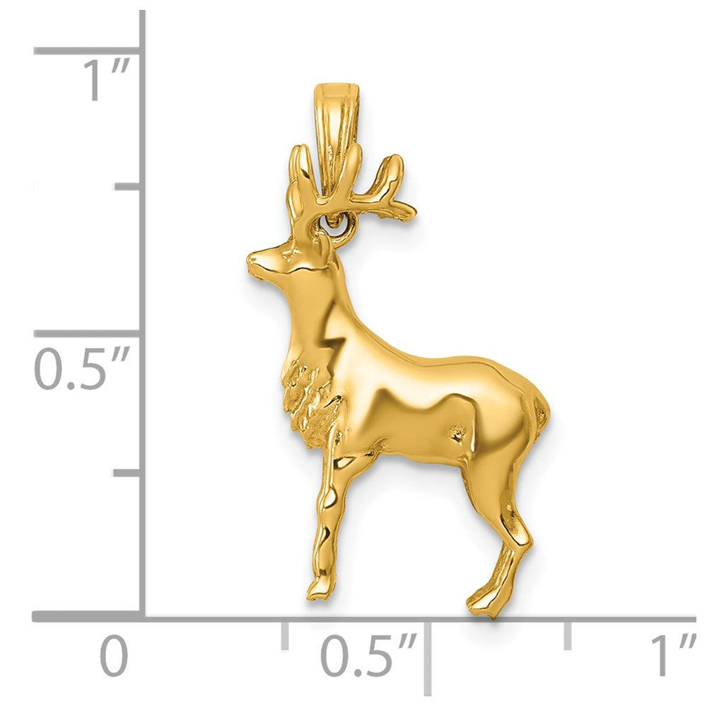 14K Gelbgold Polierter 3-D Rentier-Charm