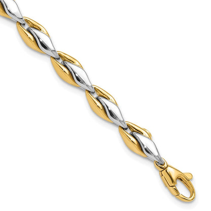 14K Bicolor Gold Bicolor Poliert 5.6mm Fantasieglieder Gliederarmband