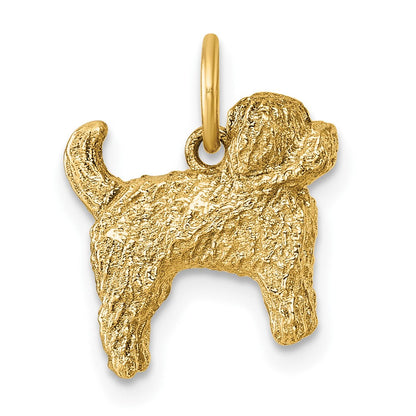 14K Gelbgold Polierter Struppiger-Hund Anhänger