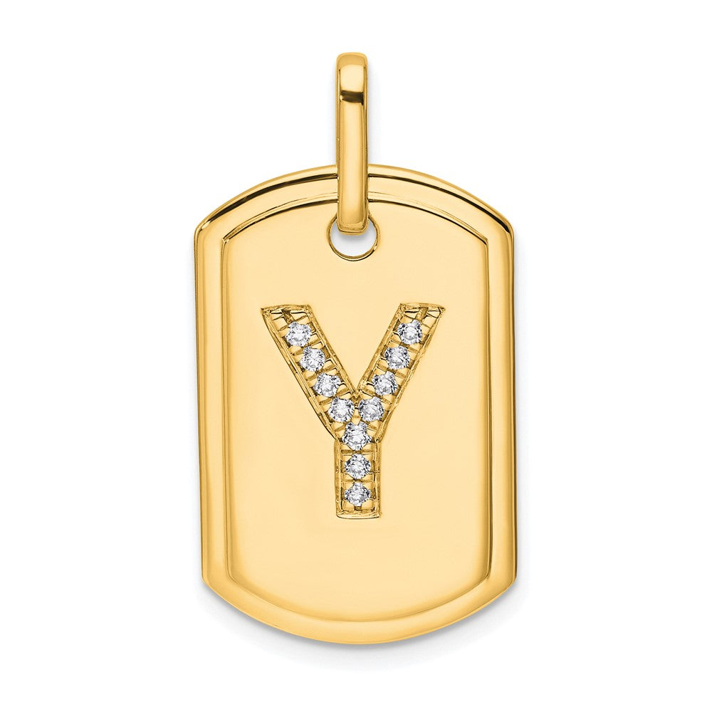 14K Gelbgold Diamant-Initial-Y-Erkennungsmarken-Charm