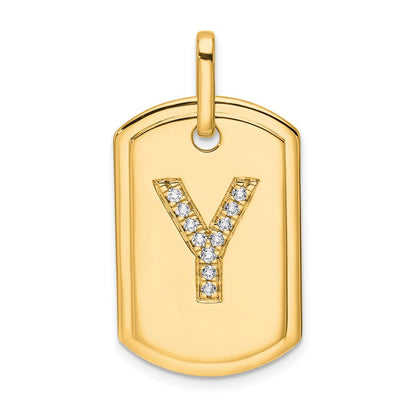 14K Gelbgold Diamant-Initial-Y-Erkennungsmarken-Charm