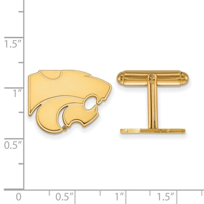 14K Gelbgold Gold Logoart Kansas State University Wildkatze Manschette Knöpfe