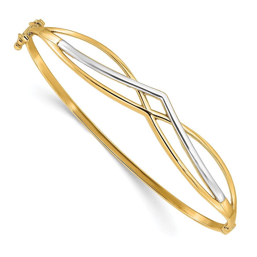 14K Gelbgold mit Rhodium Poliert Fantasie Klappbar Armreif