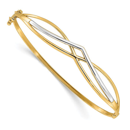 14K Gelbgold mit Rhodium Poliert Fantasie Klappbar Armreif