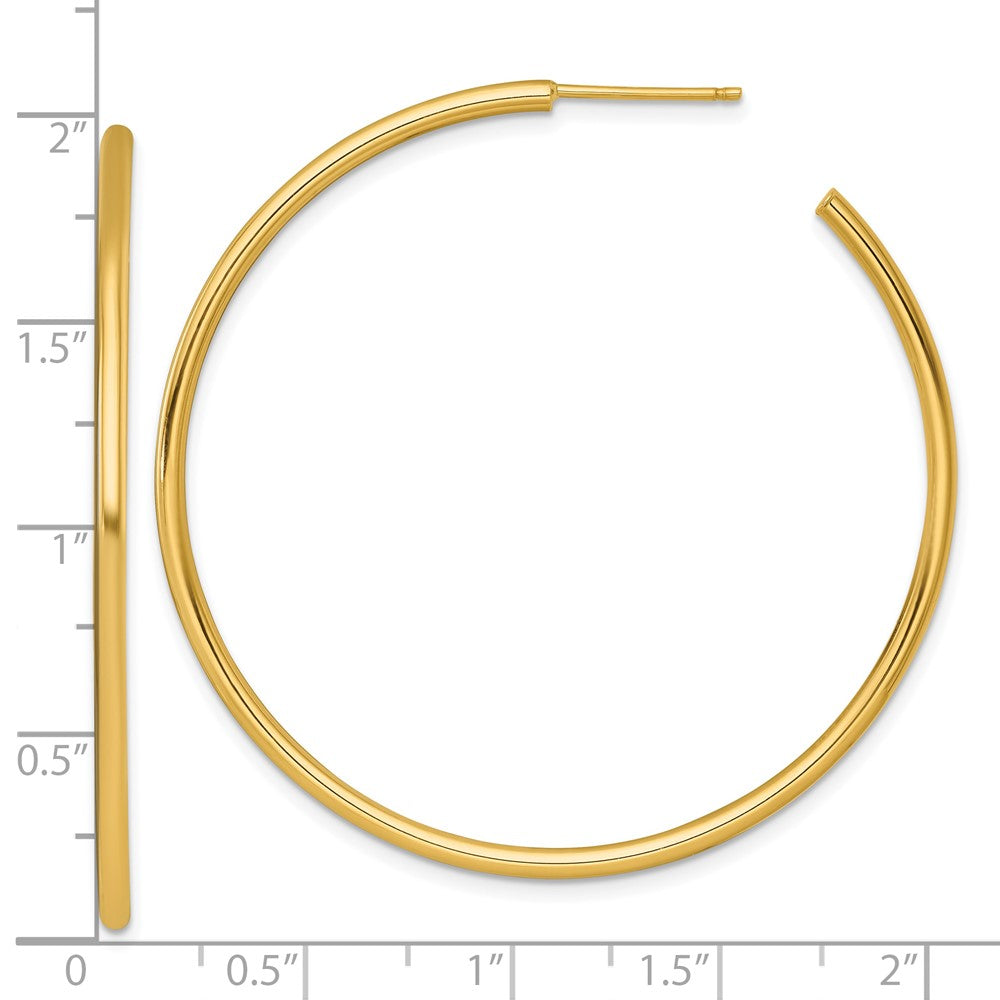 14K Gelbgold Poliert 2.0 X 50mm Röhre C-hoop Ohrstecker