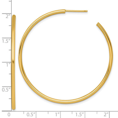 14K Gelbgold Poliert 2.0 X 50mm Röhre C-hoop Ohrstecker