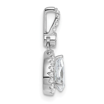 14K Weißgold Laborgezüchteter Diamant VS/SI+ G+ Halo Birne Semi-Mount Anhänger