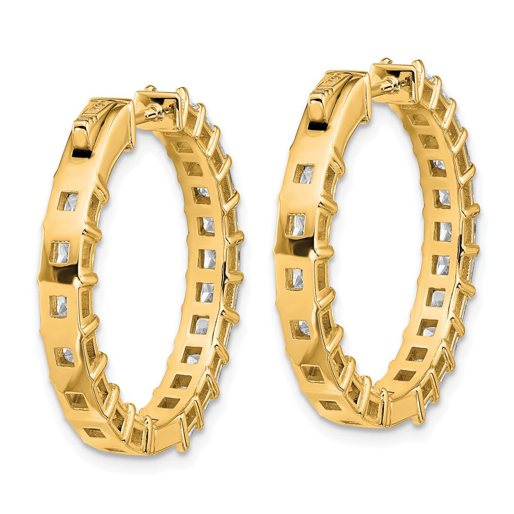 14K Gelbgold Creolen Innen/Außen mit zertifizierten, im Labor gezüchteten Diamanten im Prinzessschliff, VS DEF