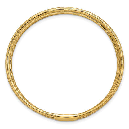 14K Gelbgold Poliert Five Strang Netz Dehnbar Rund Armband