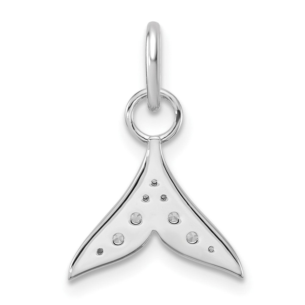 14K Weißgold Charm Wal-Flosse poliert mit Diamant