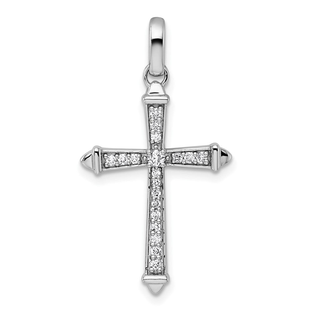 14K Weißgold Diamant-Kreuzanhänger, 0,2 Karat