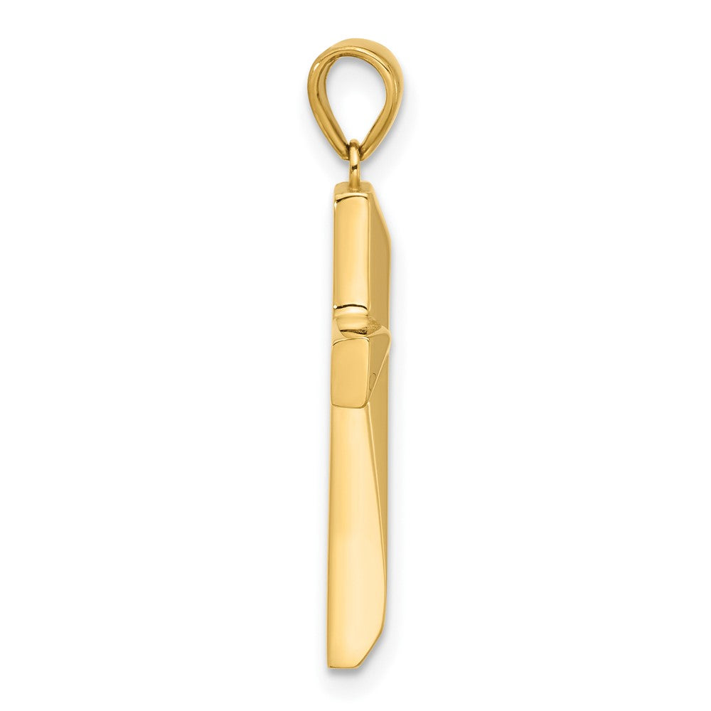 14K Gelbgold Poliertes Kreuz-Anhänger