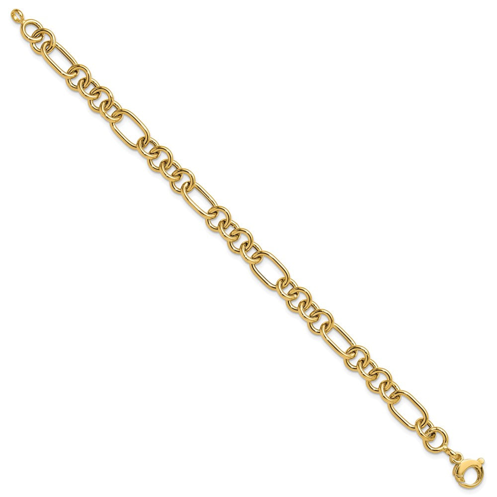 14K Gelbgold Poliert 7.9mm Fantasieglieder Gliederarmband