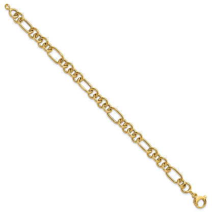 14K Gelbgold Poliert 7.9mm Fantasieglieder Gliederarmband