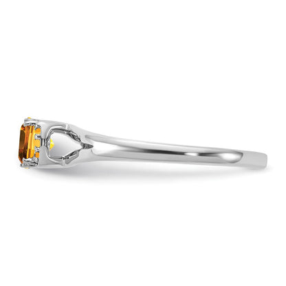14K Weißgold Poliert Diamant und Citrin Mode Ring