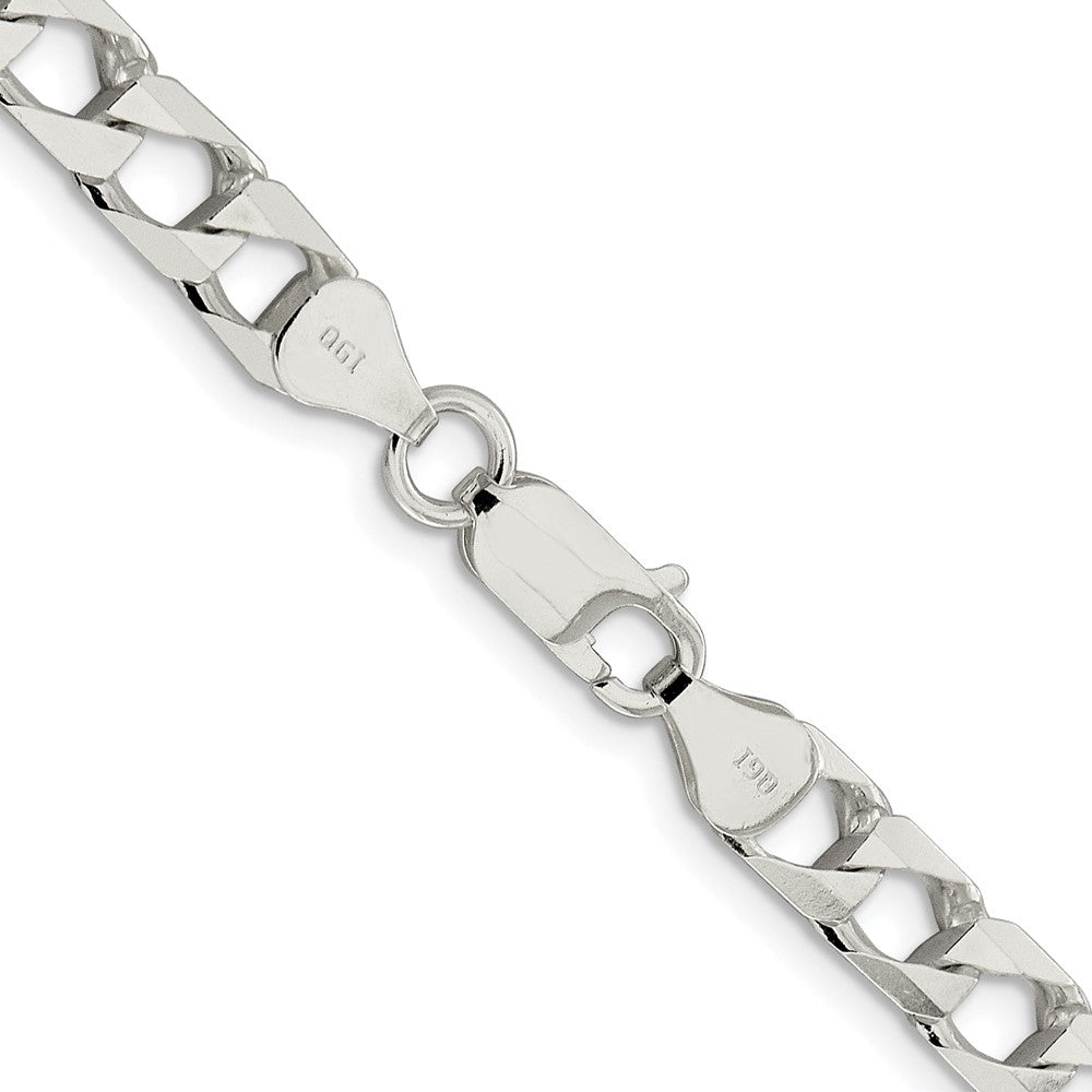 Sterlingsilber Rhodiniert 6.25mm Diamantiert Quadratisch Panzer 24 Zoll Kette