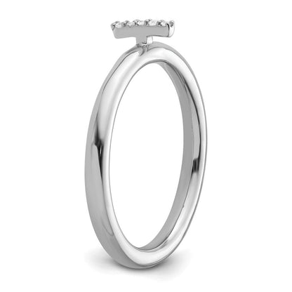 14K Weißgold Stapelbar Diamant Initiale I Größe 7 Ring