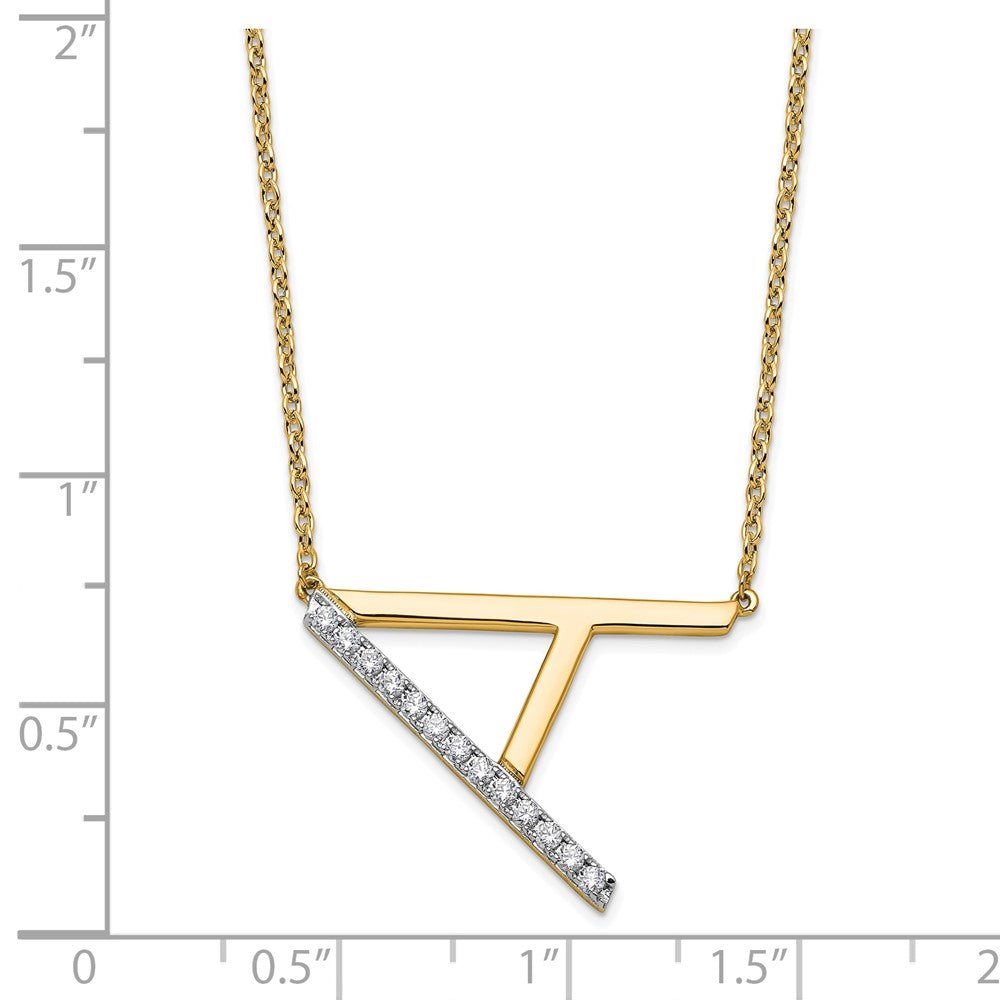 14K Gelbgold Seitlich Diamant Initiale A 18 Zoll Halskette