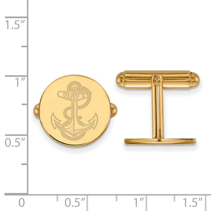 14K Gelbgold Gold Logoart Us Naval Akademie Anker Manschette Knöpfe