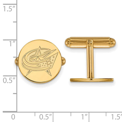 14K Gelbgold Gold Nhl Logoart Columbus Blau Jacken Manschette Knöpfe