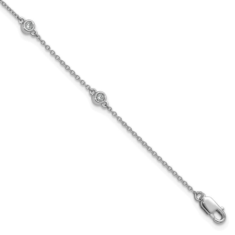 14K Weißgold Komplett 1/6 Karat Zargenfassung-set Diamant und Ankerkette Kette 6-station 7 Zoll Armband