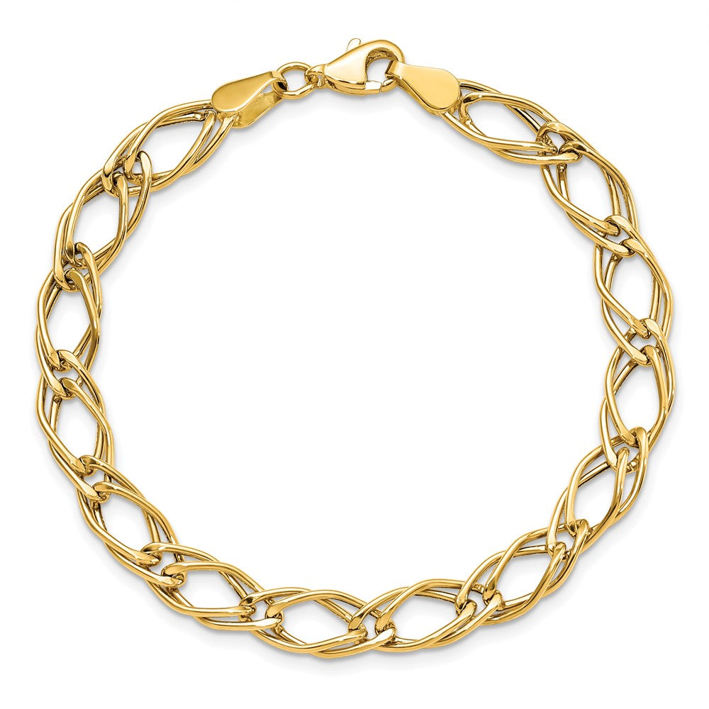 14K Gelbgold Fantasieglieder 7 Zoll Armband