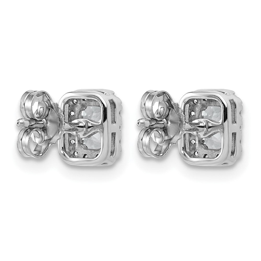 14K Weißgold Ohrstecker mit Labor-Diamanten im Smaragdschliff, Halo-Fassung, 0,625 ct., VS/SI+ G+