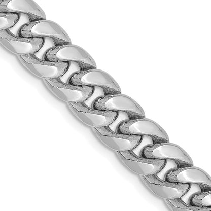 14K Weißgold 7.3mm Halbmassiv Miami Kubanisch Halskette