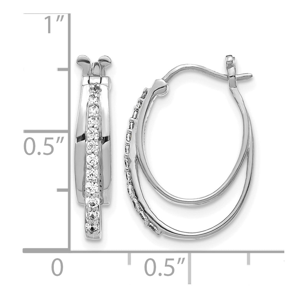 14K Weißgold Ohrringe mit Diamanten, 0,25K, dreifache Oval-Creolen
