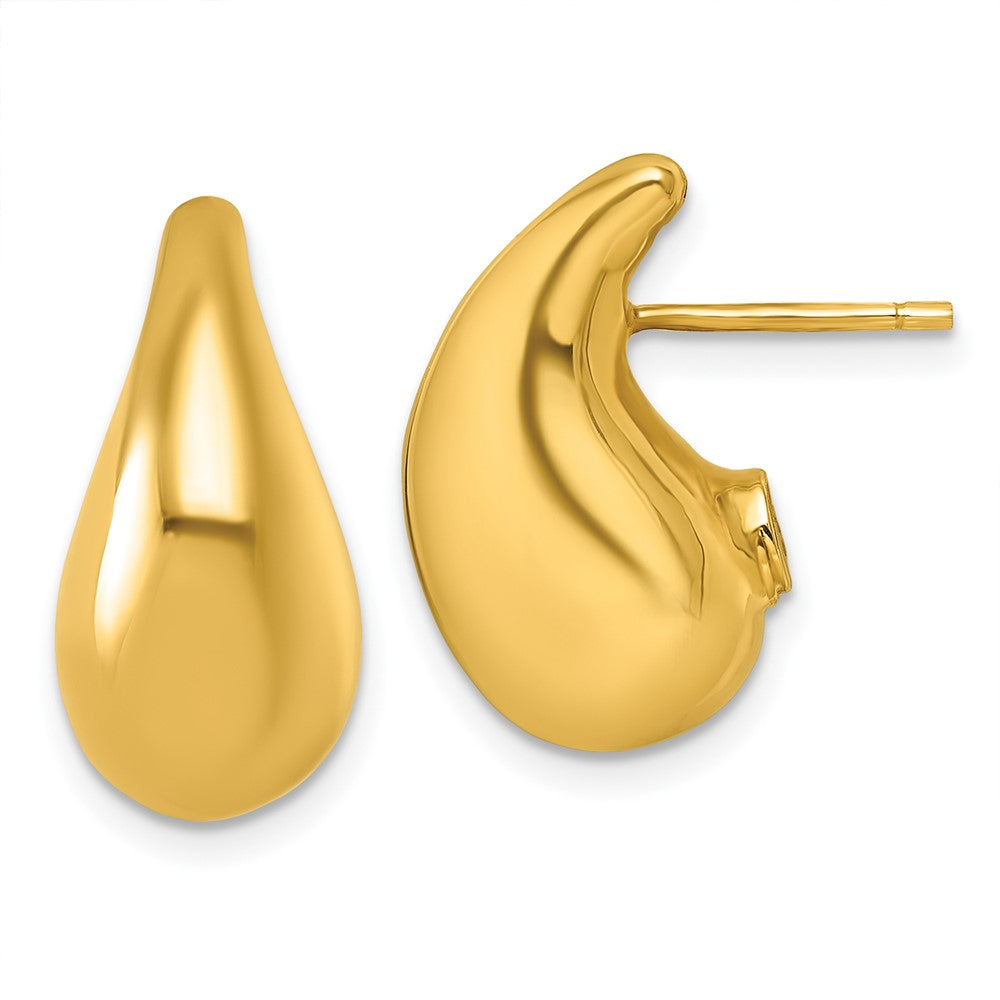 14K Gelbgold Poliert 3d Gebogen Gewölbt Tropfen Ohrstecker