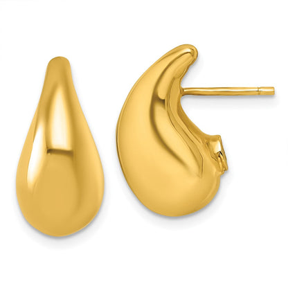 14K Gelbgold Poliert 3d Gebogen Gewölbt Tropfen Ohrstecker