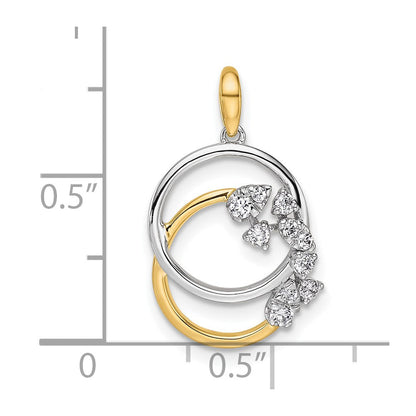 14K Bicolor Gold Polierter Diamant-Anhänger mit verschlungenen Kreisen, 0,2 ct