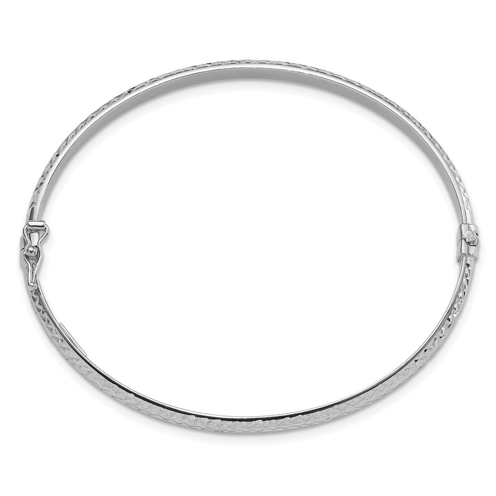 14K Weißgold Poliert Diamantiert 4.00mm Klappbar Oval Armreif Armband