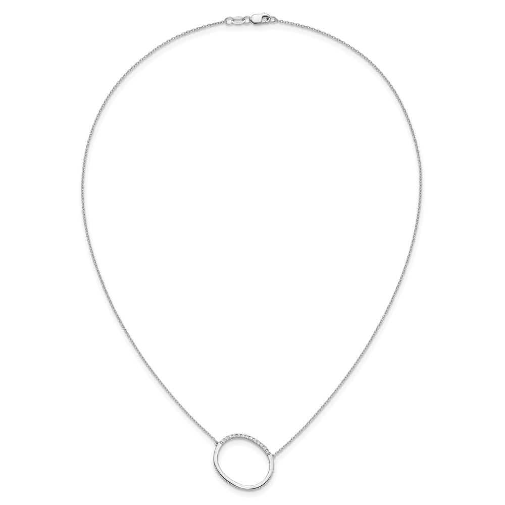 14K Weißgold Seitlich Diamant Initiale O 18 Zoll Halskette