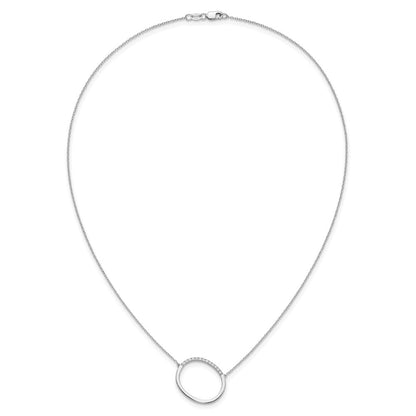 14K Weißgold Seitlich Diamant Initiale O 18 Zoll Halskette