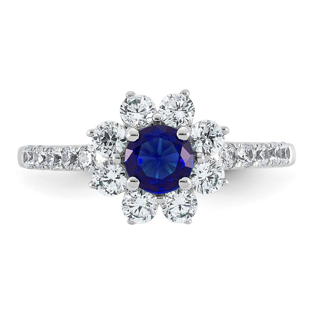 14K Weißgold Vs/si G+ Im Labor Gezüchtet Diamant und Aaa Qualität Echt Blau Sapp