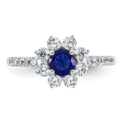 14K Weißgold Vs/si G+ Im Labor Gezüchtet Diamant und Aaa Qualität Echt Blau Sapp