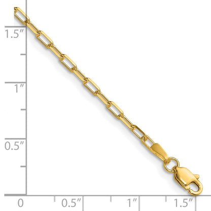 14K Gelbgold 2.1mm Massiv Abgeschrägt Büroklammer Kette Fußkettchen