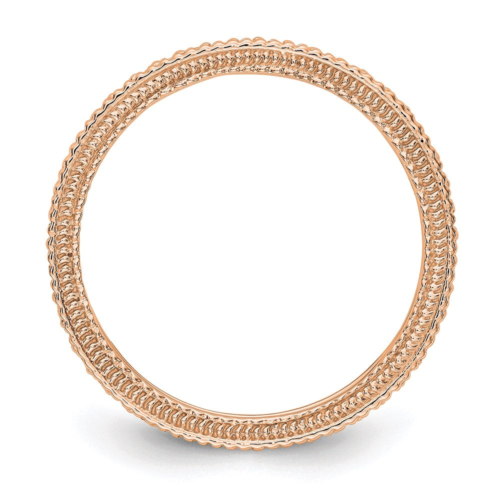 14K Roségold Poliert 1/3ct Milgrain Kante Diamant Memoire Ehering Ring