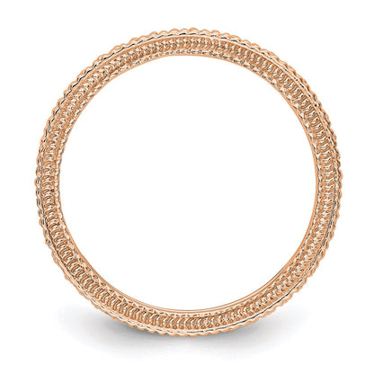14K Roségold Poliert 1/3ct Milgrain Kante Diamant Memoire Ehering Ring