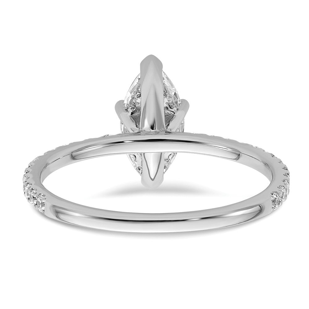 14K Weißgold Verlobungsring mit 1 3/8K zertifiziertem, im Labor gezüchtetem Diamanten VS/SI+ G+ im Marquise-Schliff, Solitär mit Flair-Fassung