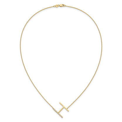 14K Gelbgold Seitlich Diamant Initiale H 18 Zoll Halskette